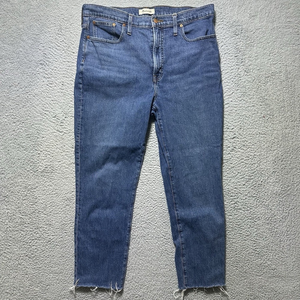 Madewell The Perfect Vintage Jean Size 32‎ Retro High Rise Stone Wash Frayed Hem